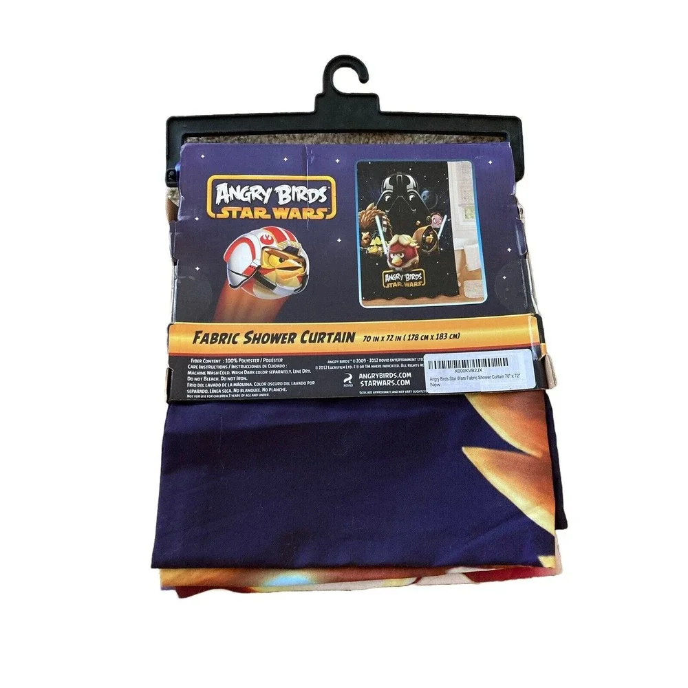 Angry Birds Star Wars Fabric Shower Curtain 70x72 Dark Vader NWT